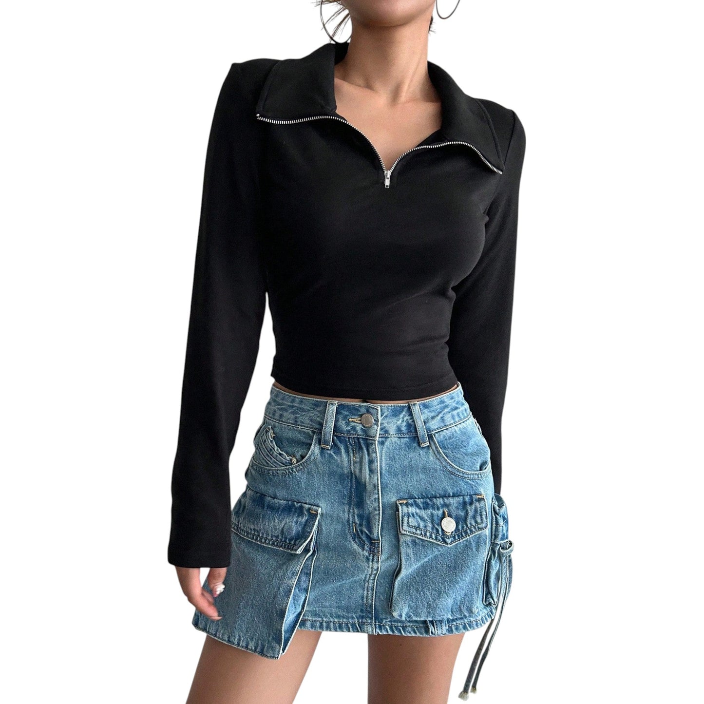 SHE fekete hosszú ujjú felső