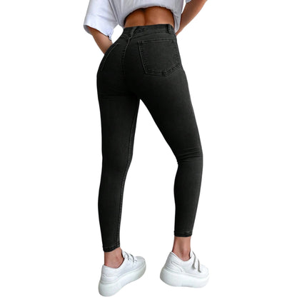 SHE fekete slim fit farmer nadrág