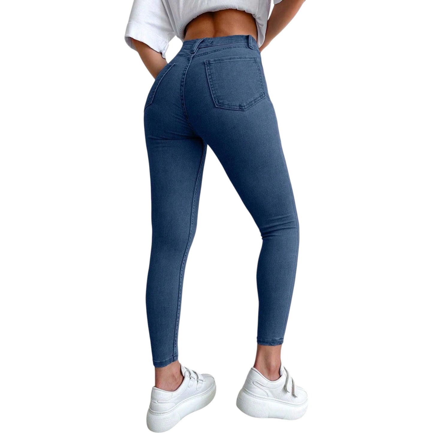 SHE kék magas derekú skinny farmer