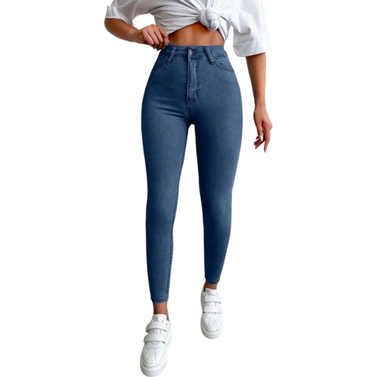 SHE kék magas derekú skinny farmer