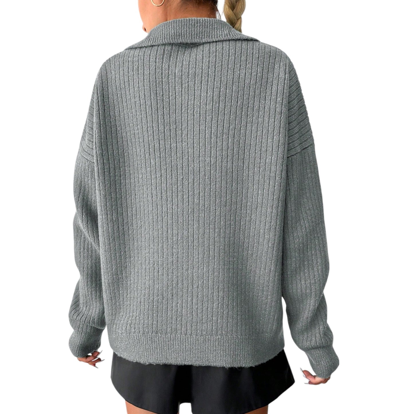 SHE szürke cipzáras kötött pulóver