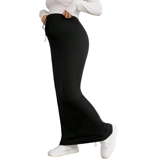 SHE fekete slim fit maxi szoknya