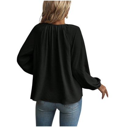 SHE fekete masnis hosszú ujjú blúz