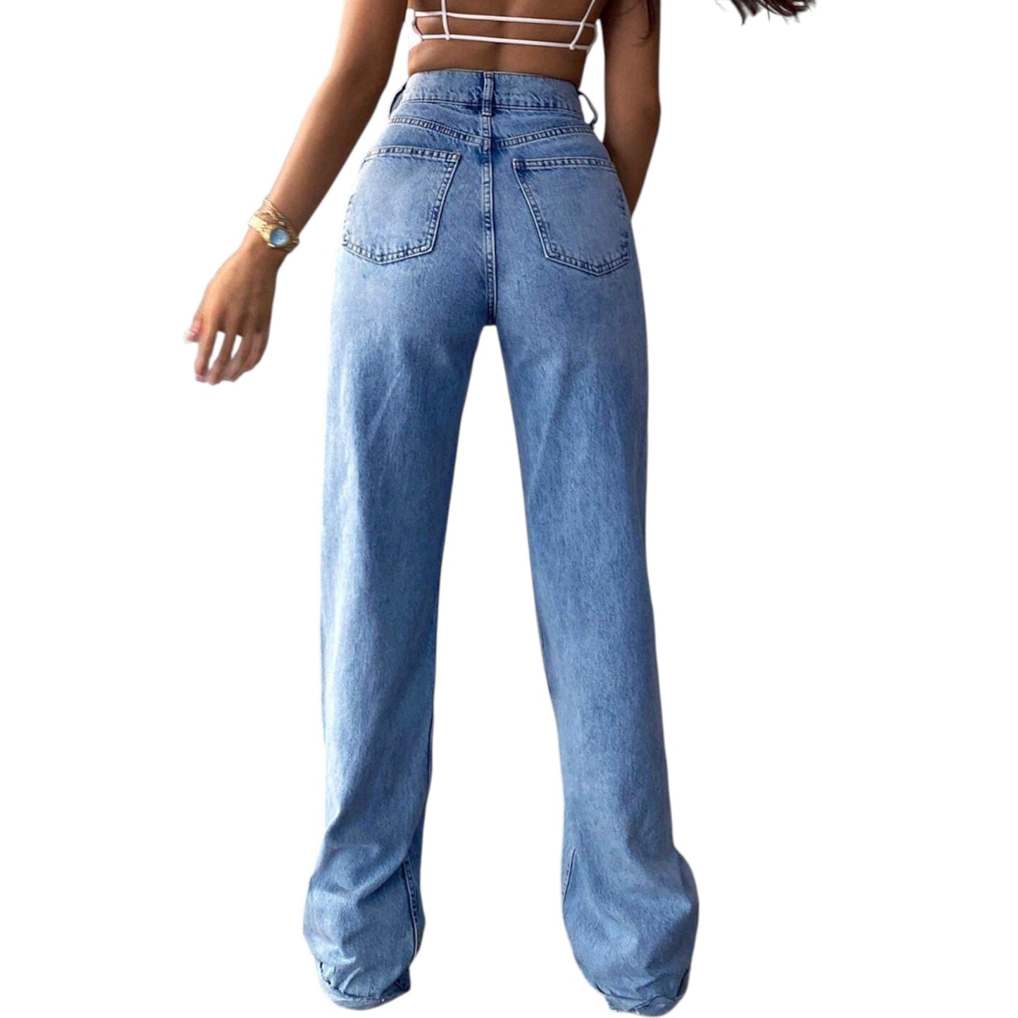SHE kék bő szárú farmer
