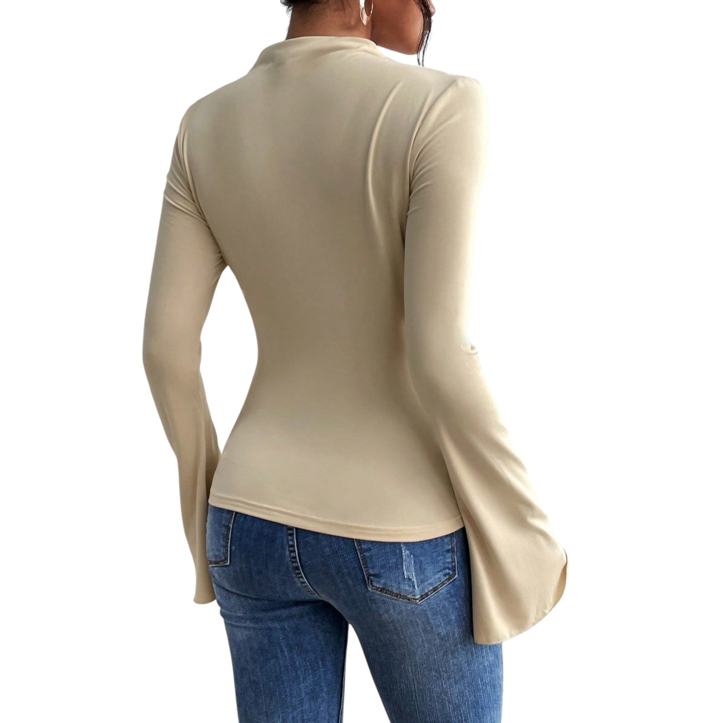 SHE bézs hosszú ujjú szűkített felső