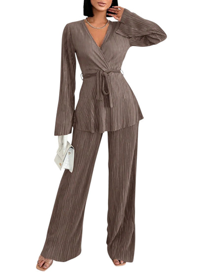 SHE barna pliszírozott szett