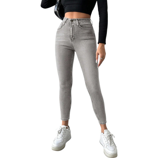 SHE szürke magas derekú skinny farmer