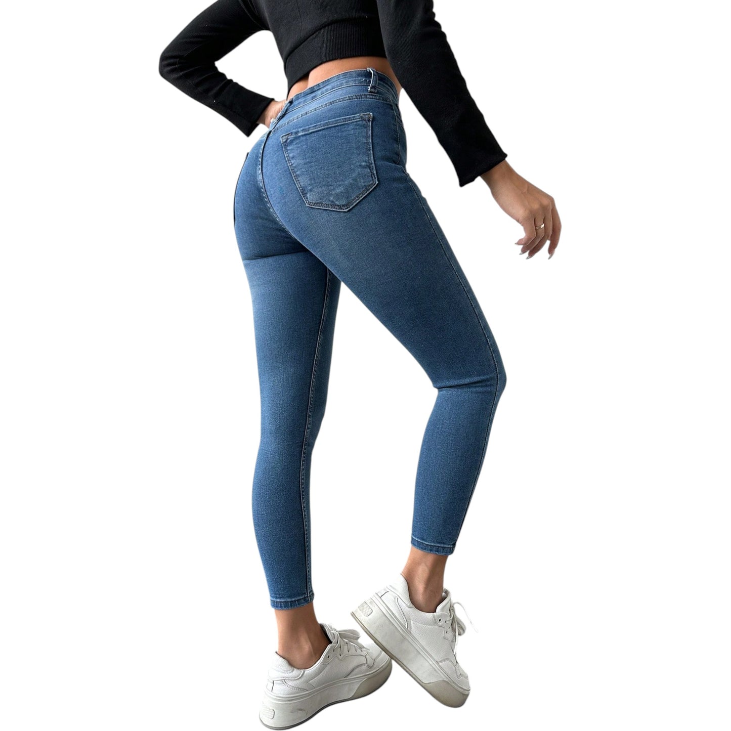 SHE kék slim fit farmer nadrág