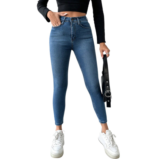 SHE kék slim fit farmer nadrág