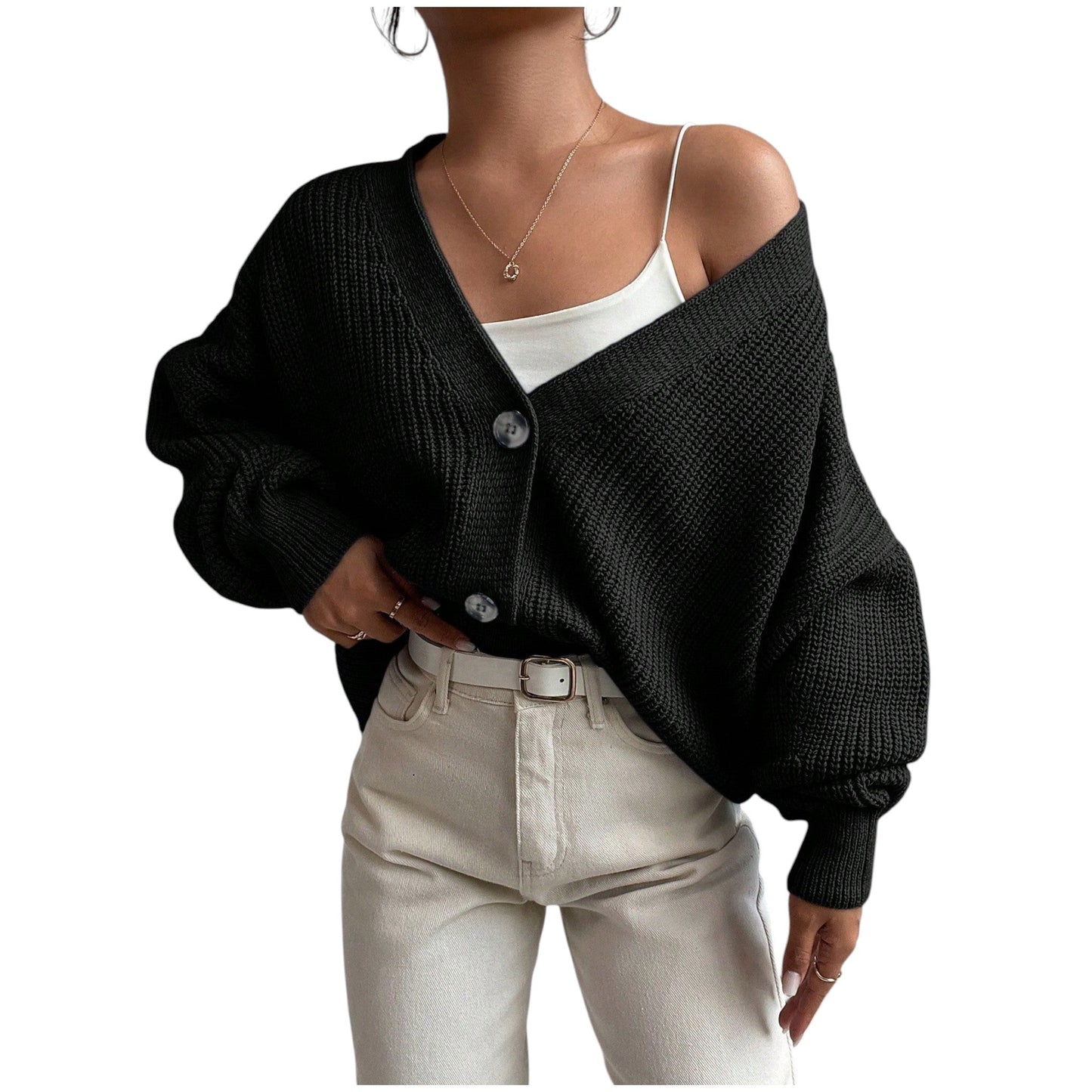 SHE fekete oversized kötött kardigán