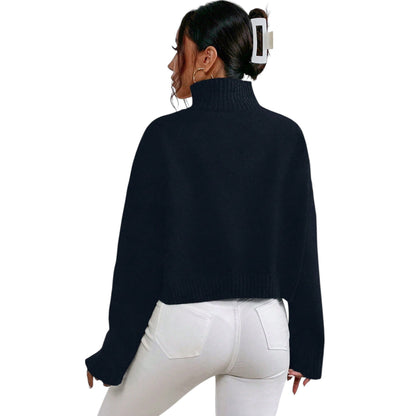 SHE fekete magas nyakú kötött pulóver