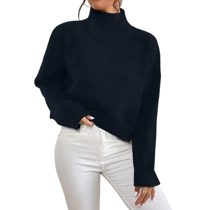 SHE fekete magas nyakú kötött pulóver