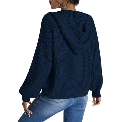 SHE fekete kötött kapucnis kardigán