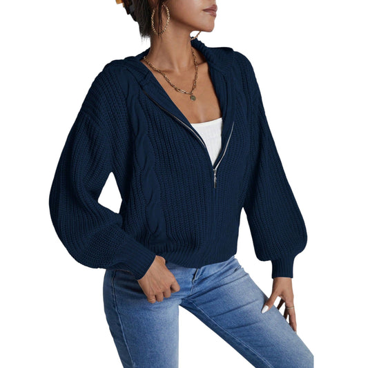 SHE fekete kötött kapucnis kardigán