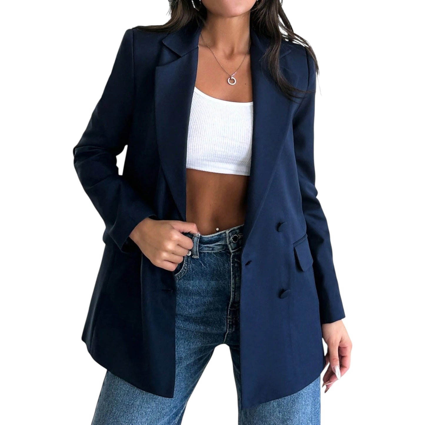 SHE tengerészkék hosszú blazer