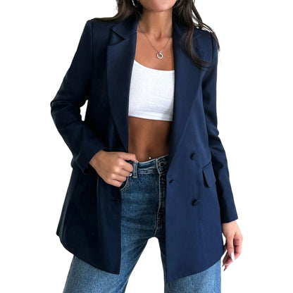 SHE tengerészkék hosszú blazer