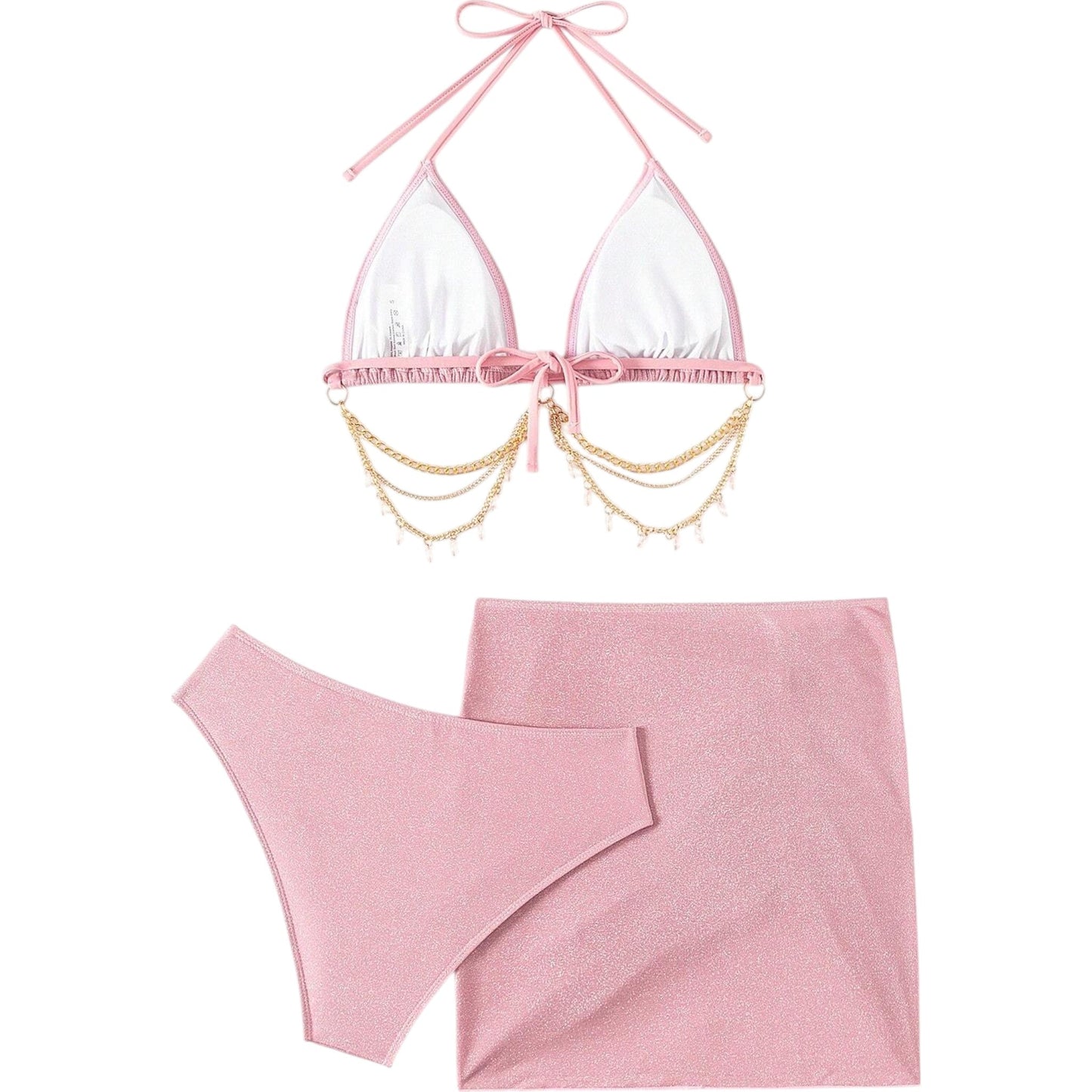 SHE rózsaszín bikini szett szoknyával