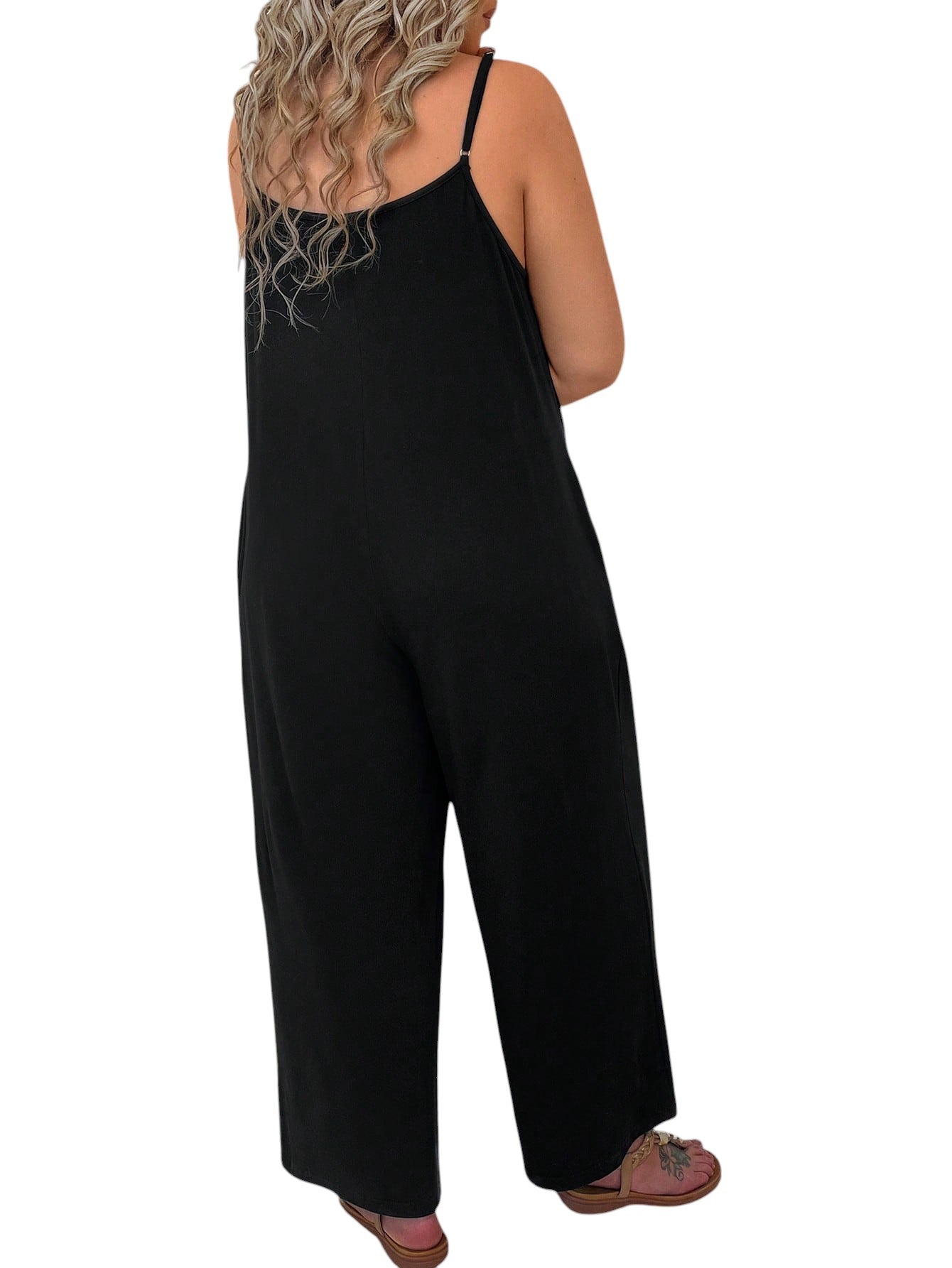 SHE fekete pántos jumpsuit