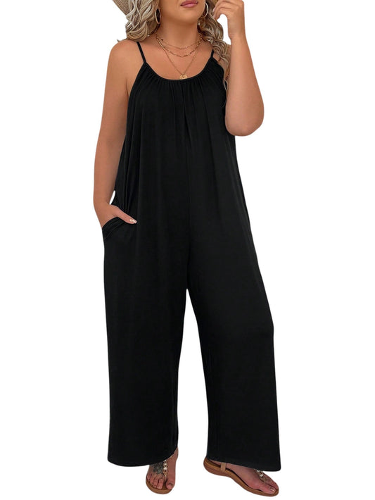 SHE fekete pántos jumpsuit