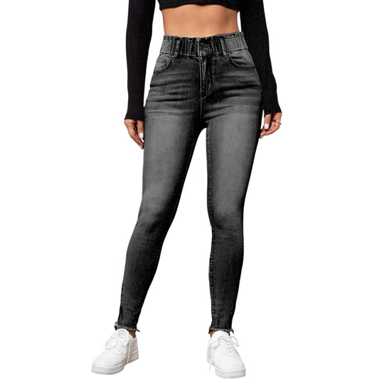 SHE szürke slim fit farmer nadrág
