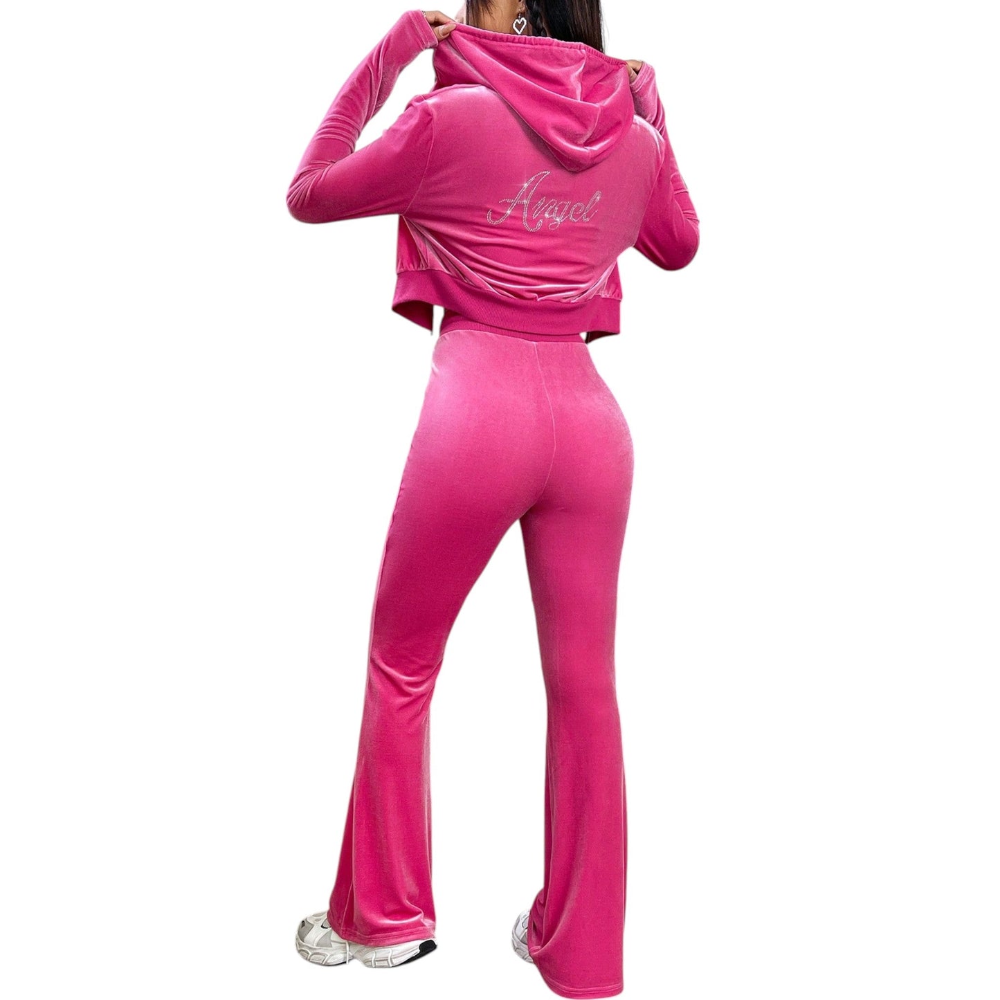 SHE rózsaszín bársony melegítő szett