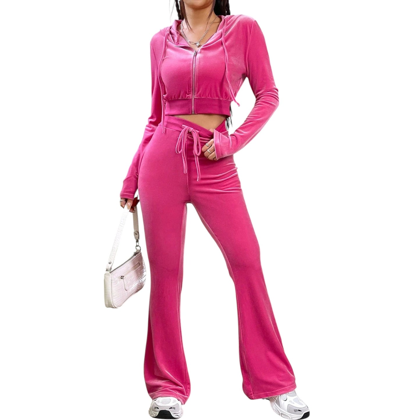 SHE rózsaszín bársony melegítő szett