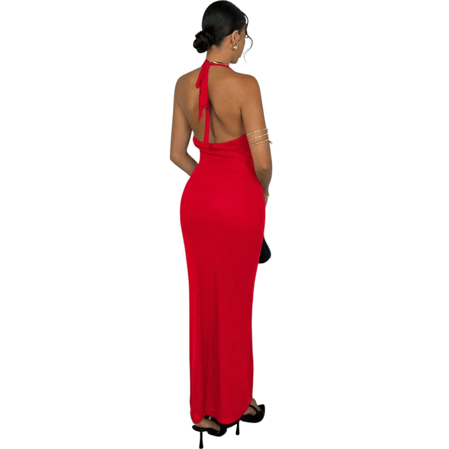SHE piros fodros nyakú maxi ruha