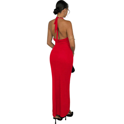 SHE piros fodros nyakú maxi ruha