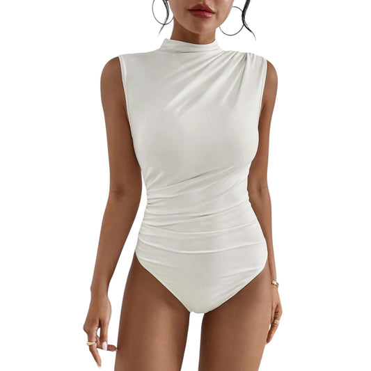 SHE fehér magas nyakú ujjatlan body