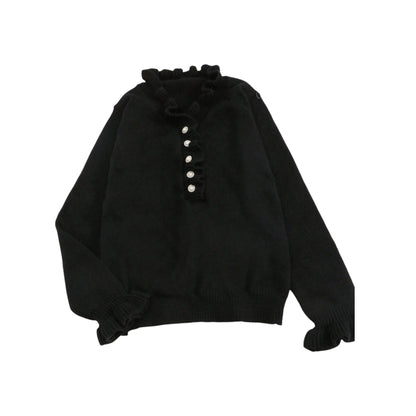 SHE fekete fodros pulóver