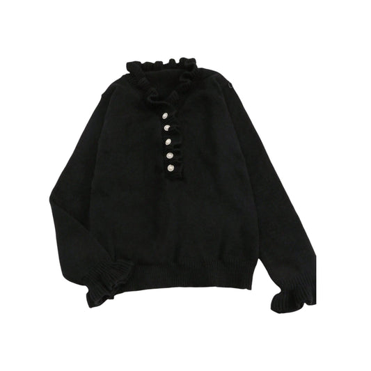 SHE fekete fodros pulóver