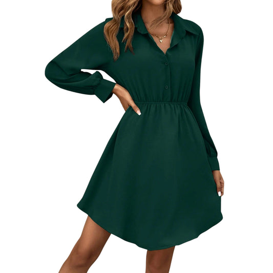 SHE zöld galléros mini ruha