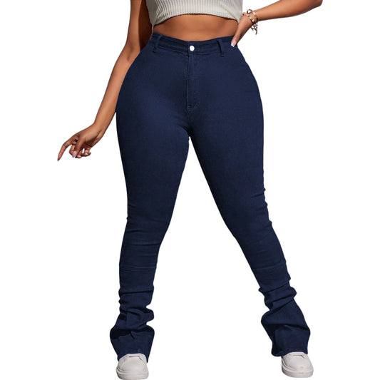 MISSGUIDED sötétkék magas derekú farmer nadrág