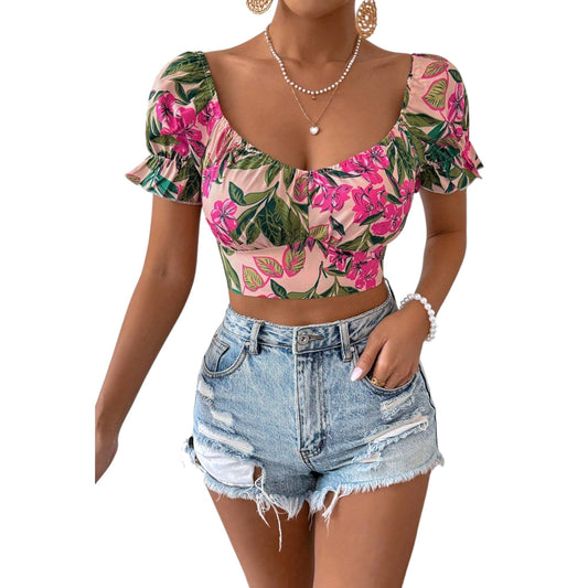 SHE virágmintás crop top