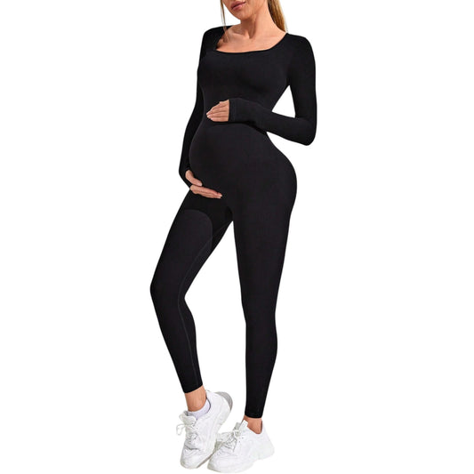 SHE fekete bordázott hosszú ujjú jumpsuit