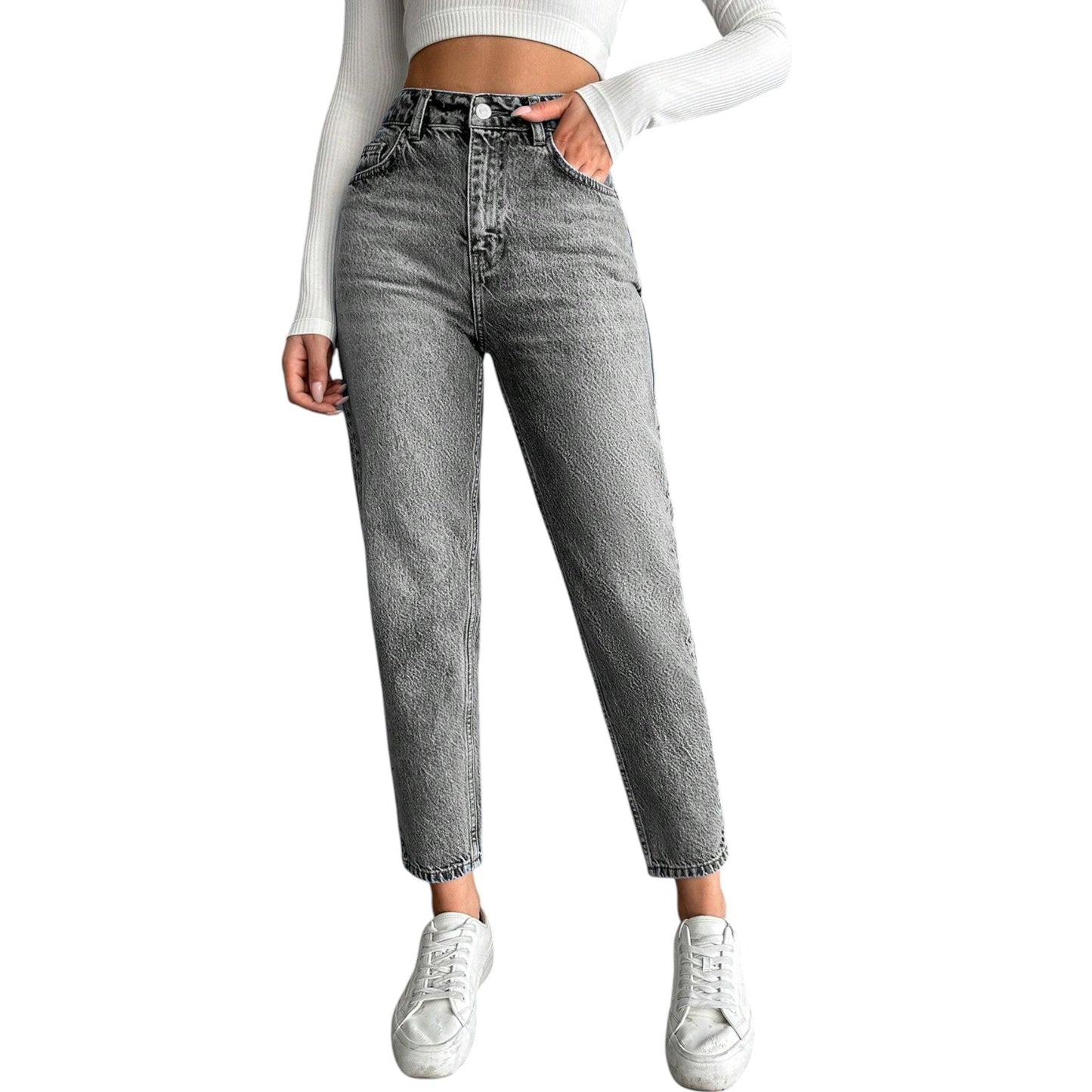 SHE szürke slim fit farmer