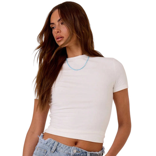 SHE ekrü slim fit póló