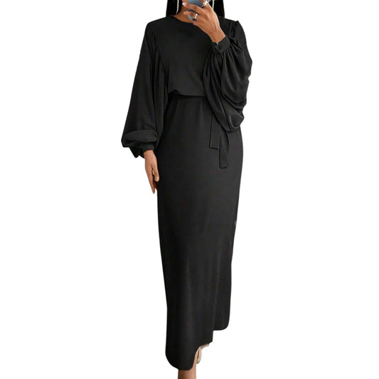 SHE fekete hosszú ujjú maxi ruha