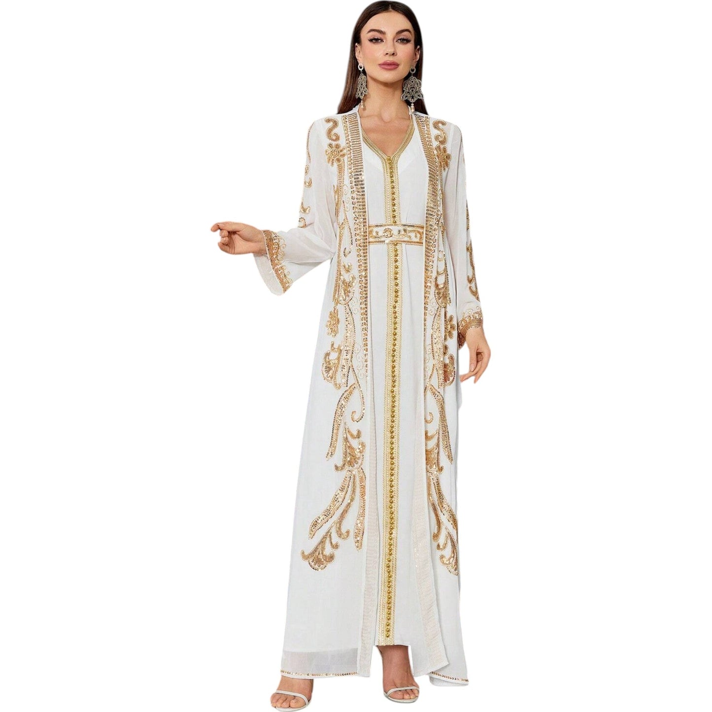 SHE fehér arany hímzett ruha