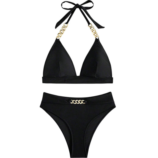 SHE fekete láncos bikini