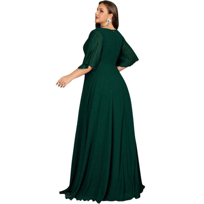 SHE zöld V-nyakú maxi ruha
