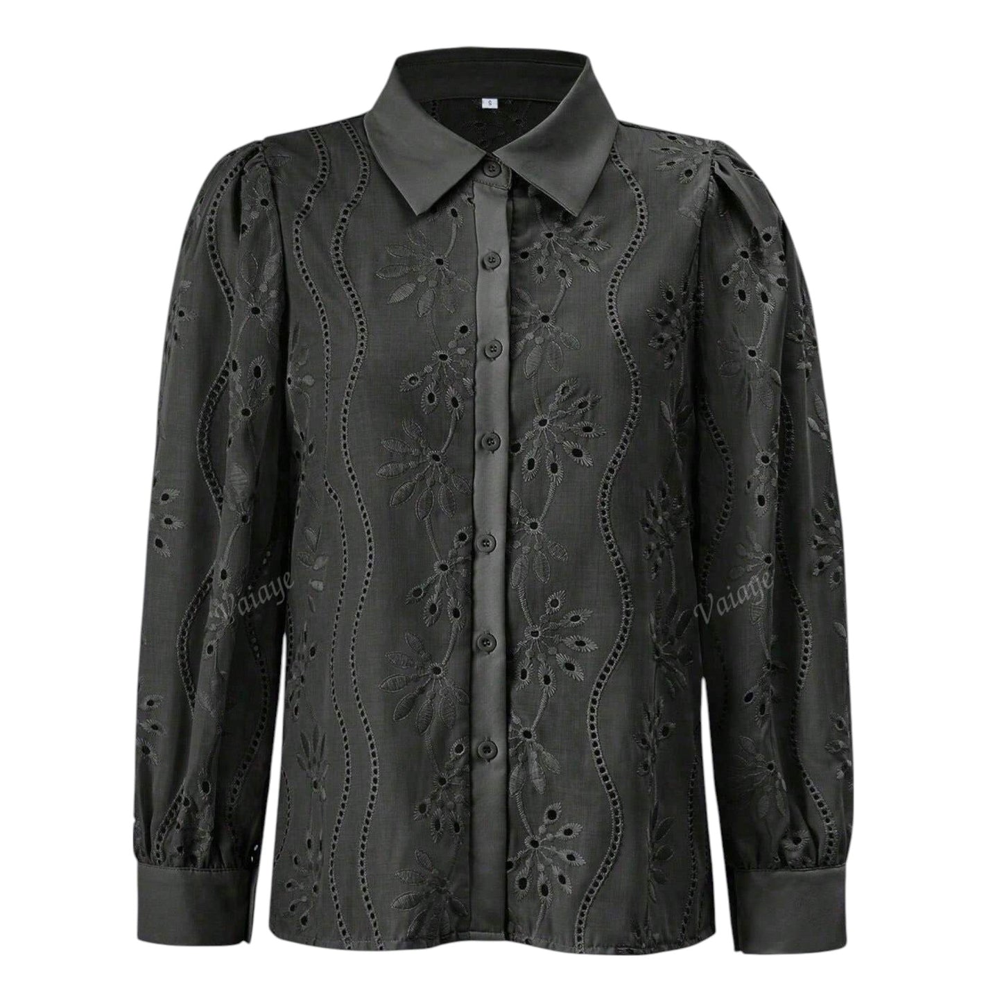 SHE fekete hímzett ingblúz