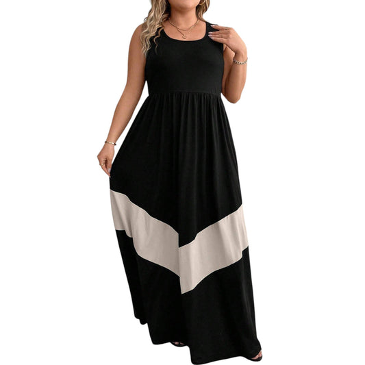 SHE fekete color block maxi ruha
