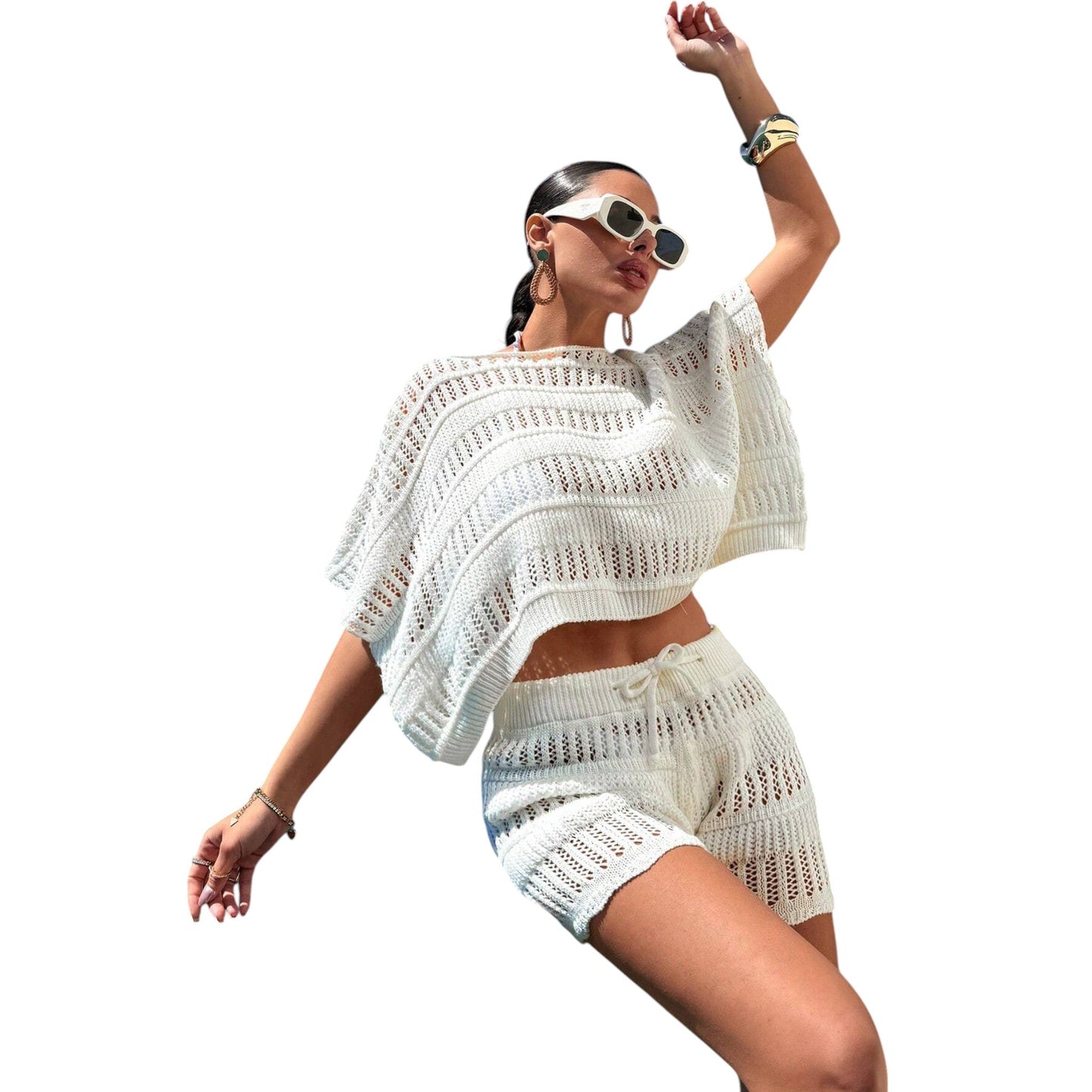 SHE fehér kötött szett