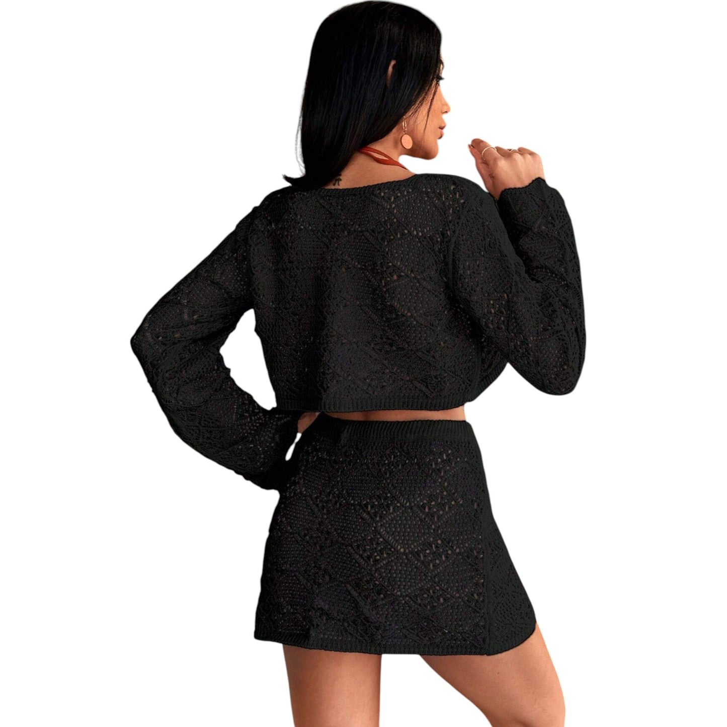 SHE fekete kötött szoknya szett