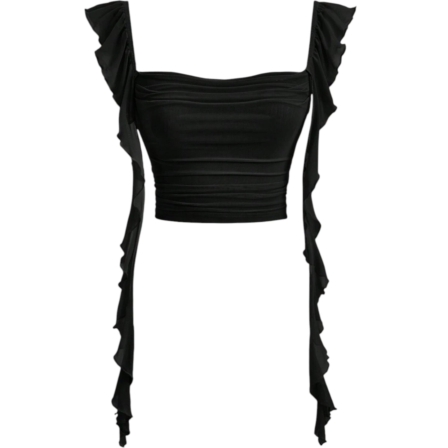 SHE fekete fodros crop top