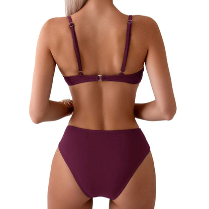 SHE mályva ráncolt bikini szett