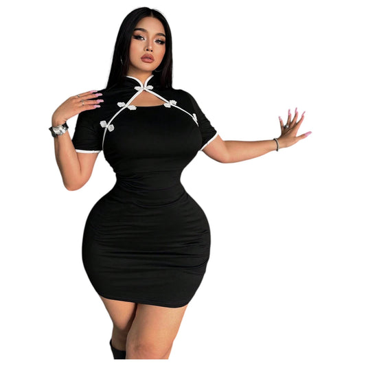 SHE fekete cheongsam ruha
