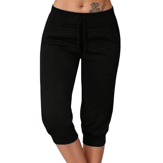 SHE fekete capri jogger nadrág