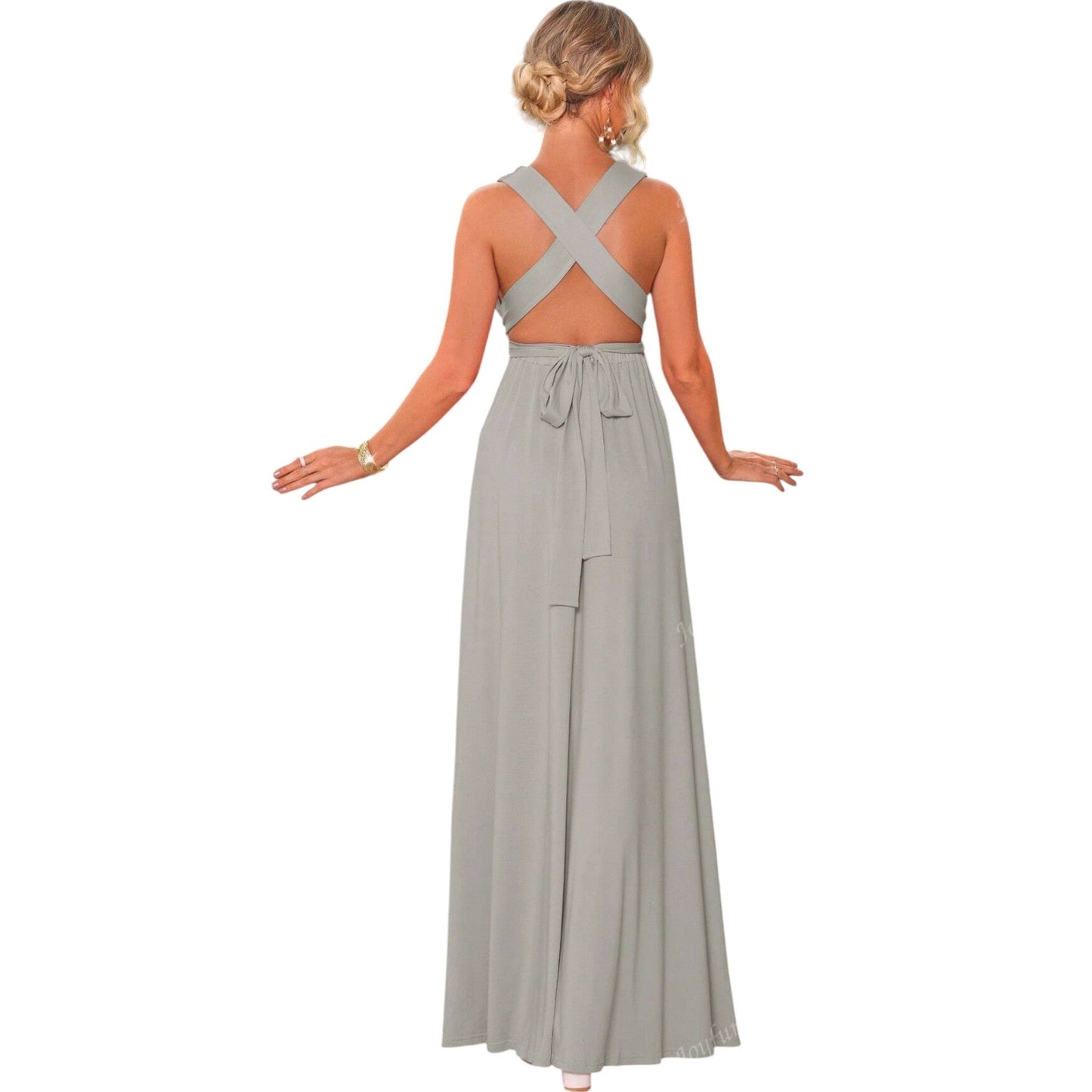 SHE szürke V-nyakú maxi ruha